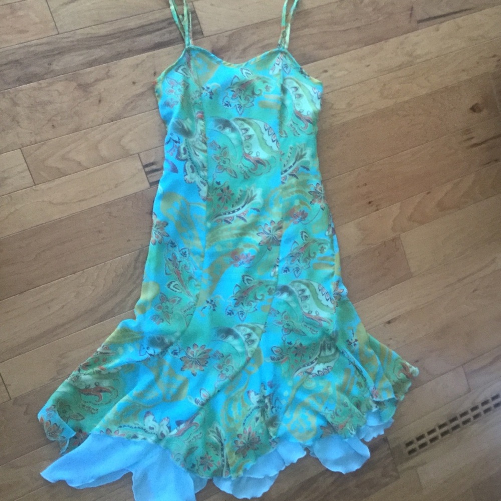 Sundress chiffon teal full length